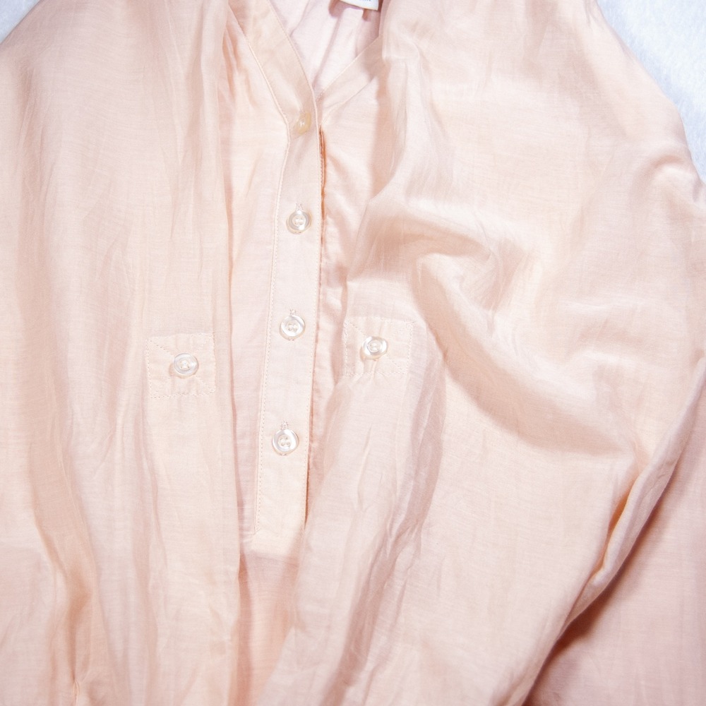 Soft Surroundings Blouse Top Blush Pink 3/4 Sleeve Ruffle Silk Small P Petite - Picture 7 of 12